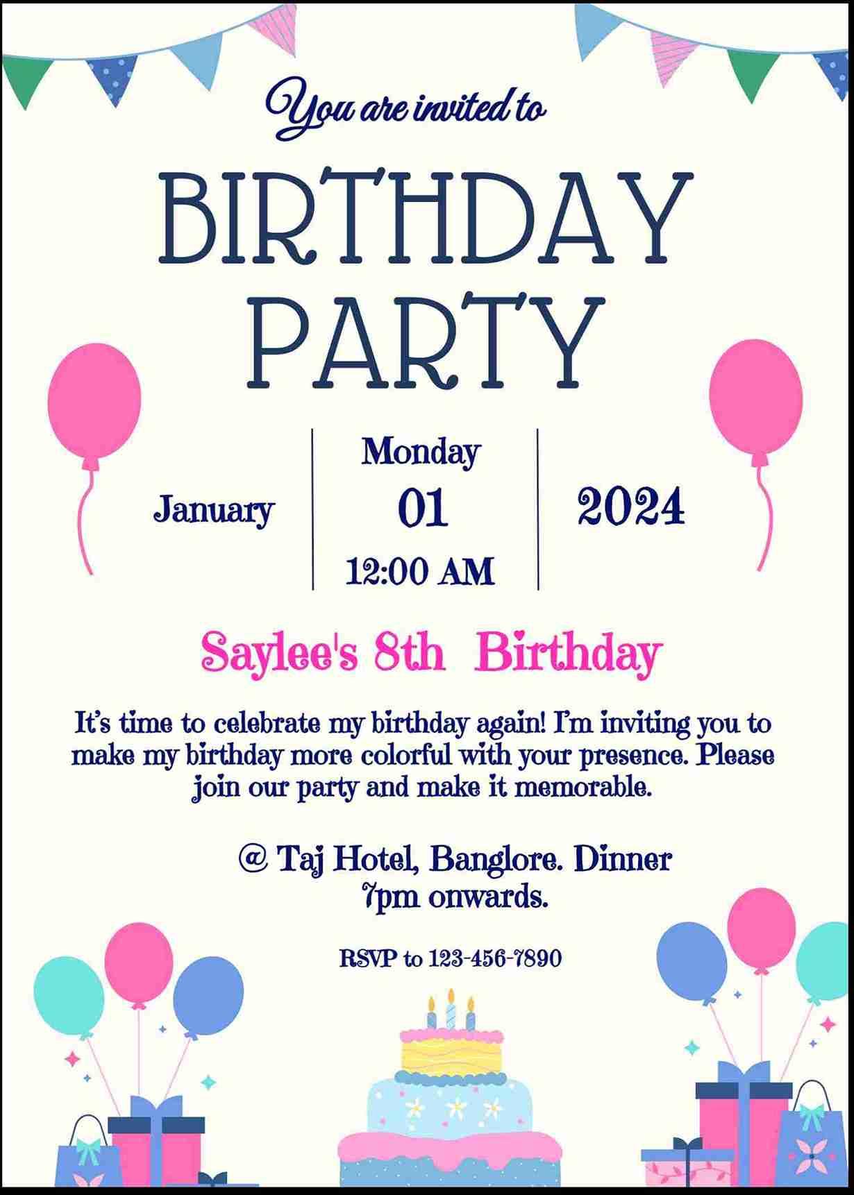 Design personalized birthday invitation cards - easyinvite
