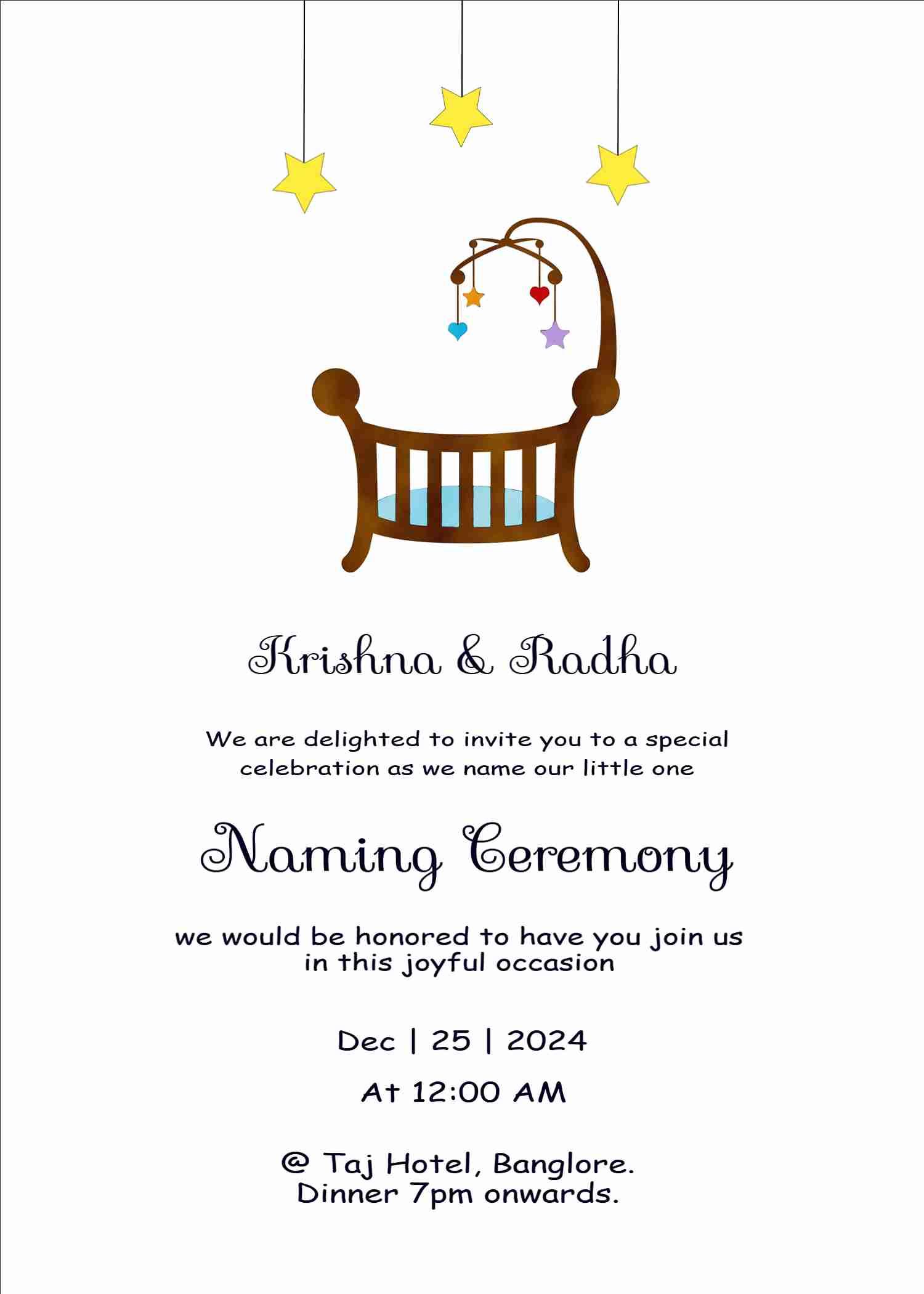 Invitation card maker for naming ceremony