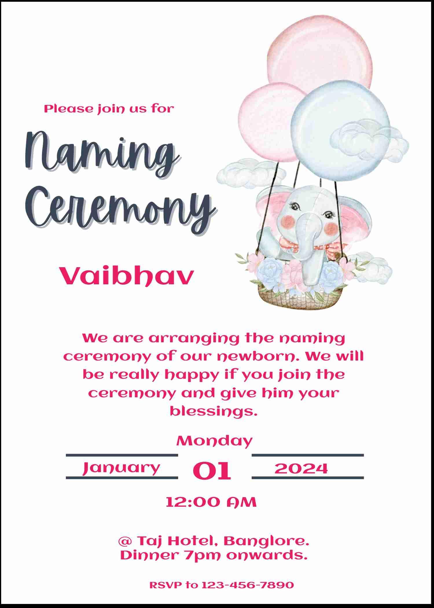 Naming ceremony invitation card background design