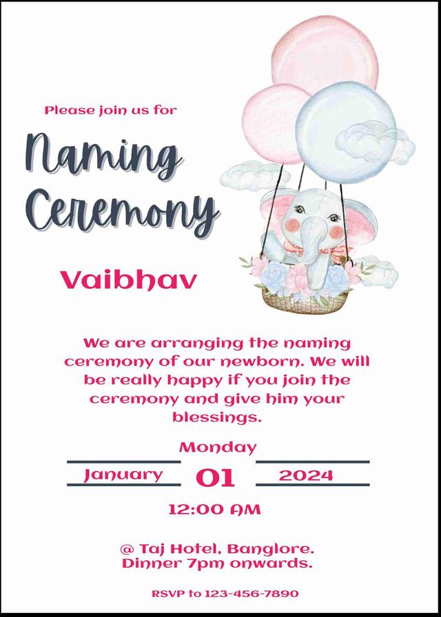 Naming ceremony invitation card background design