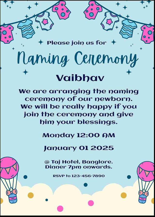 Naming ceremony invitation card design free