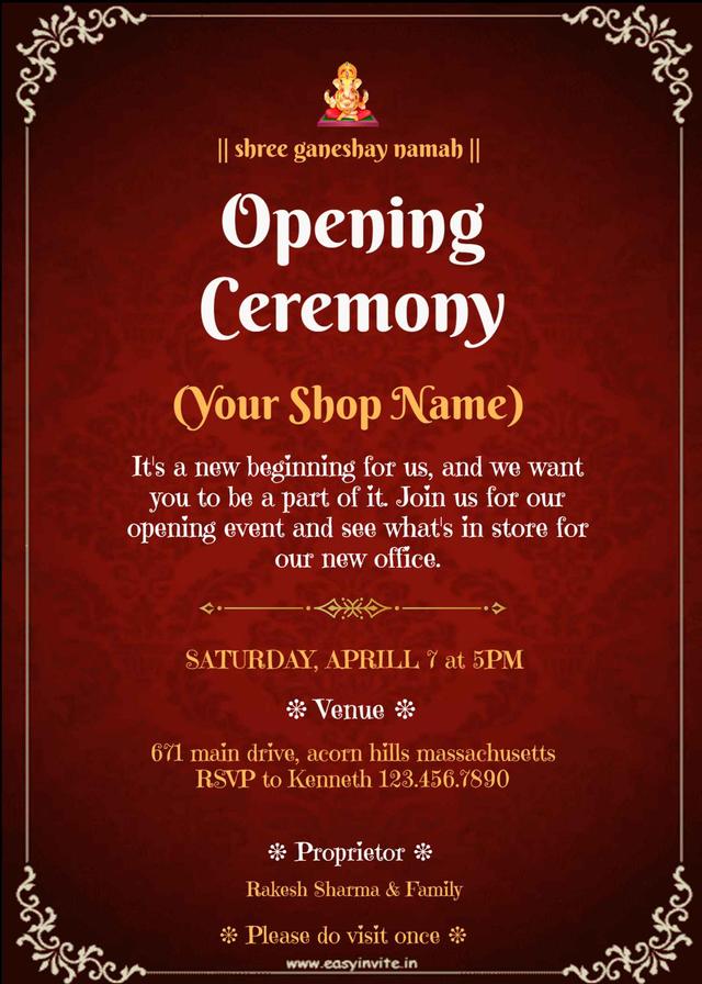 Design free shop opening ceremony invitations with photo – easyinvite