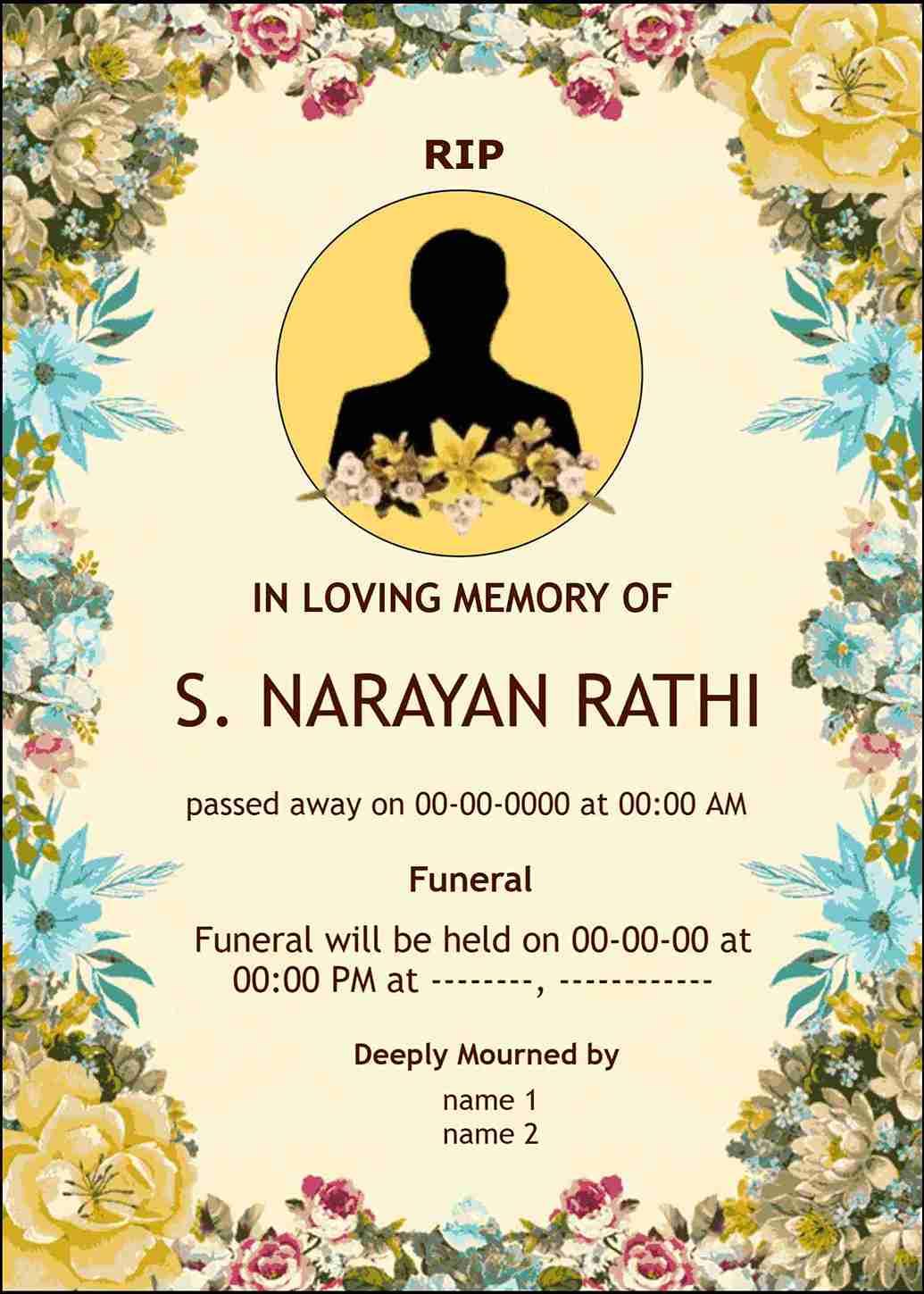 Create death announcement card design free - easyinvite