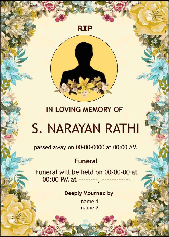 Create death announcement card design free - easyinvite