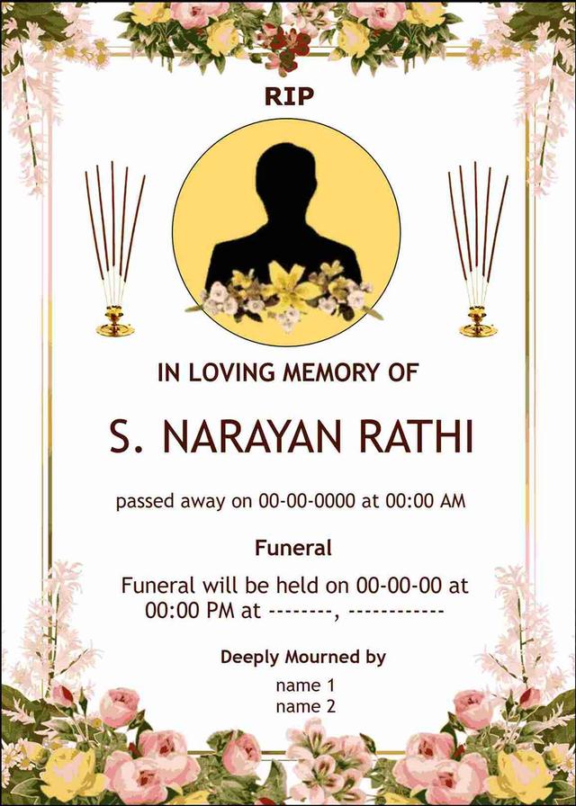 Death announcement card design - customizable with easyinvite
